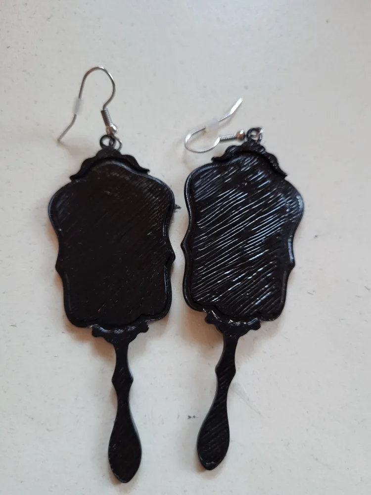 Black Mirror Hand Mirror Earrings image indicator(2)