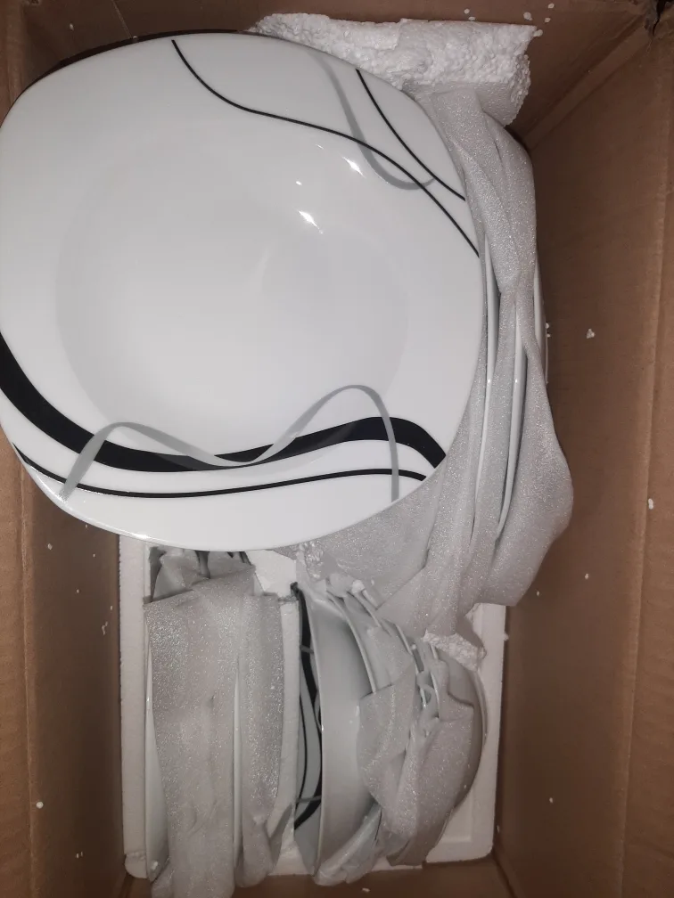 Porcelain Dinnerware Set 24 Piece - Black and Grey Design image indicator(3)