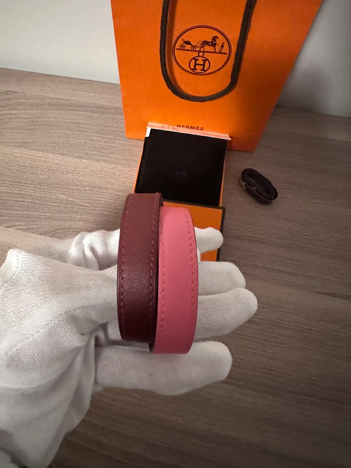 Hermès Bicolor Double Tour Bracelet Rose Gold Kelly Closure image indicator(5)