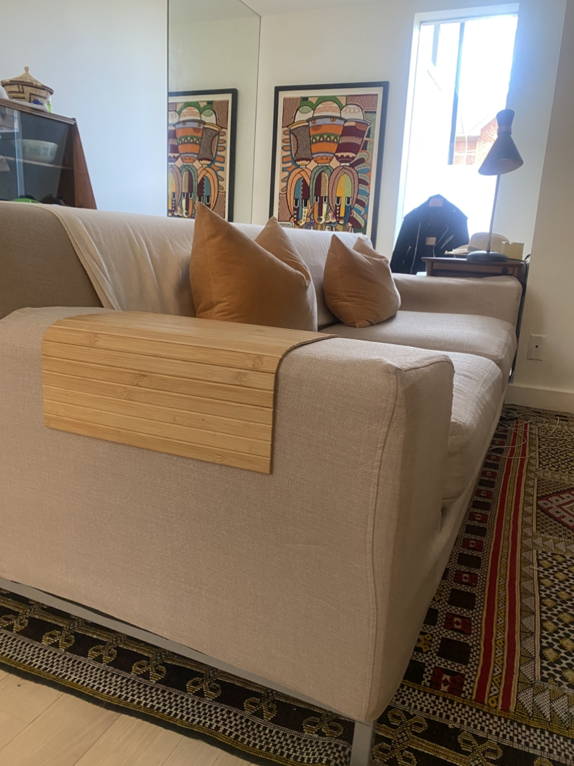 Firm Leather Sofa with custom slipcover - photo 2