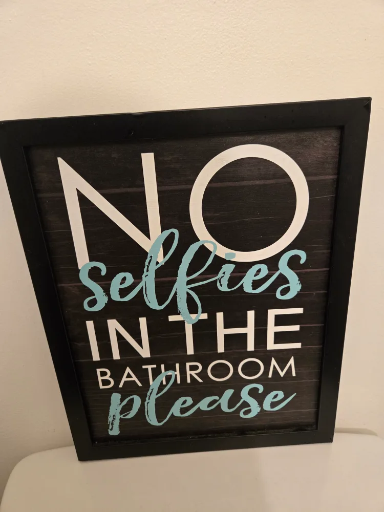 No Selfies In The Bathroom Sign thumbnail
