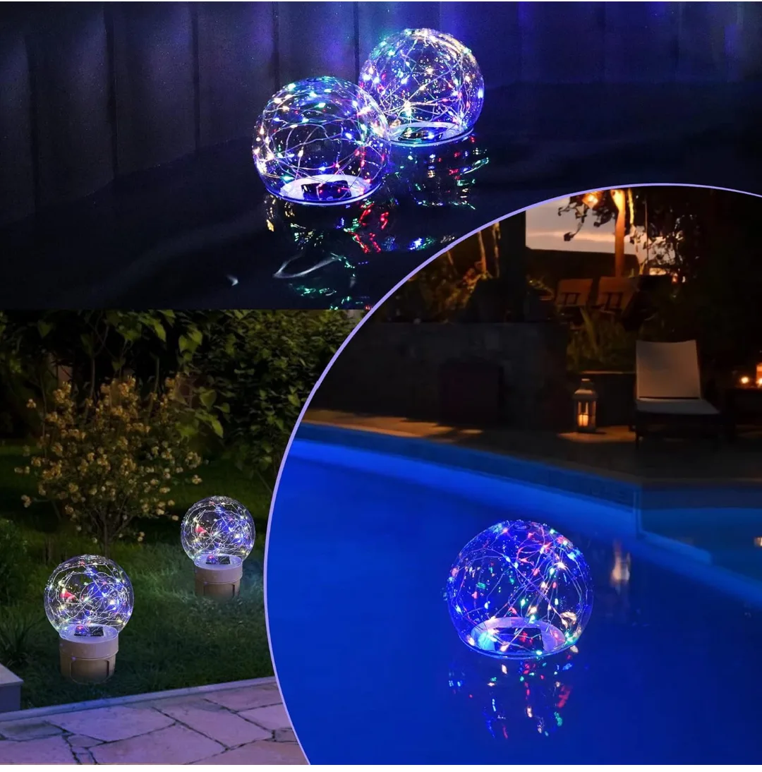 Pool Chlorine Dispenser with Solar Ball Lights image indicator(7)