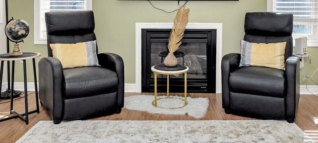 LAST CHANCE: Black Faux Leather Recliner thumbnail
