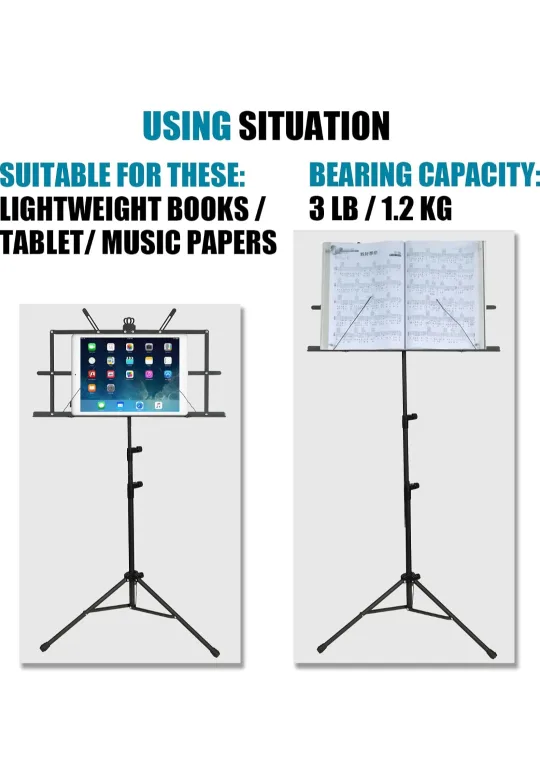 2 in 1 Duasl-Use Desktop Book Stand Folding Music Holder image indicator(3)