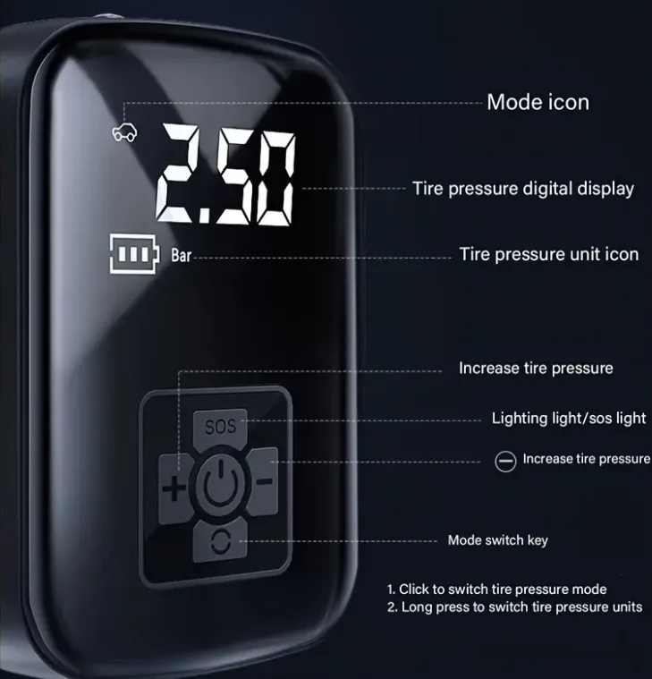 portable wireless tire inflator USB type C charge image indicator(3)