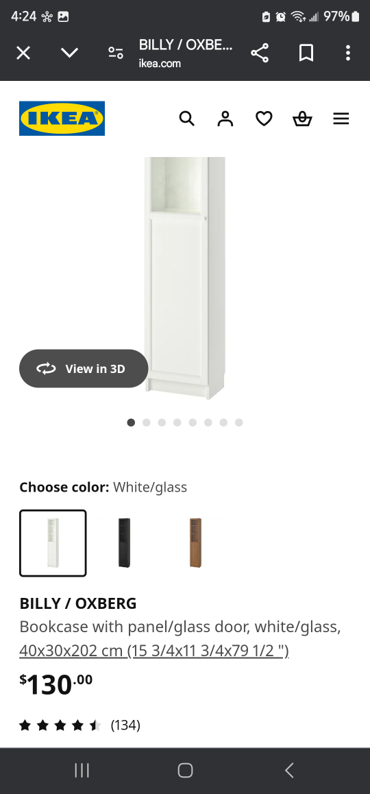 IKEA Billy Bookcase with Glass Door - photo 5