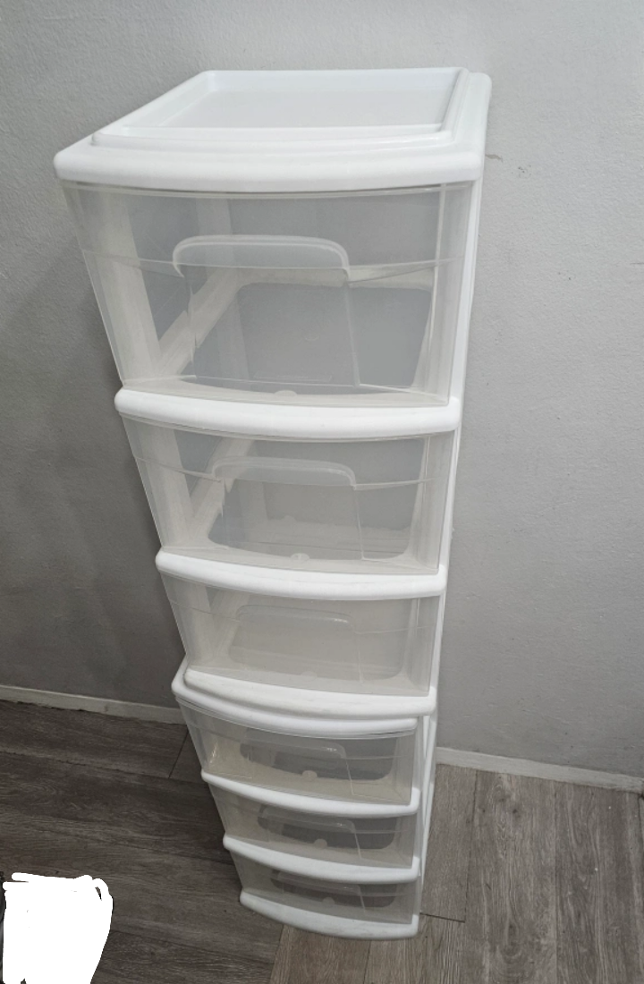 (2) 3-Drawer Clear Plastic Storage Cart