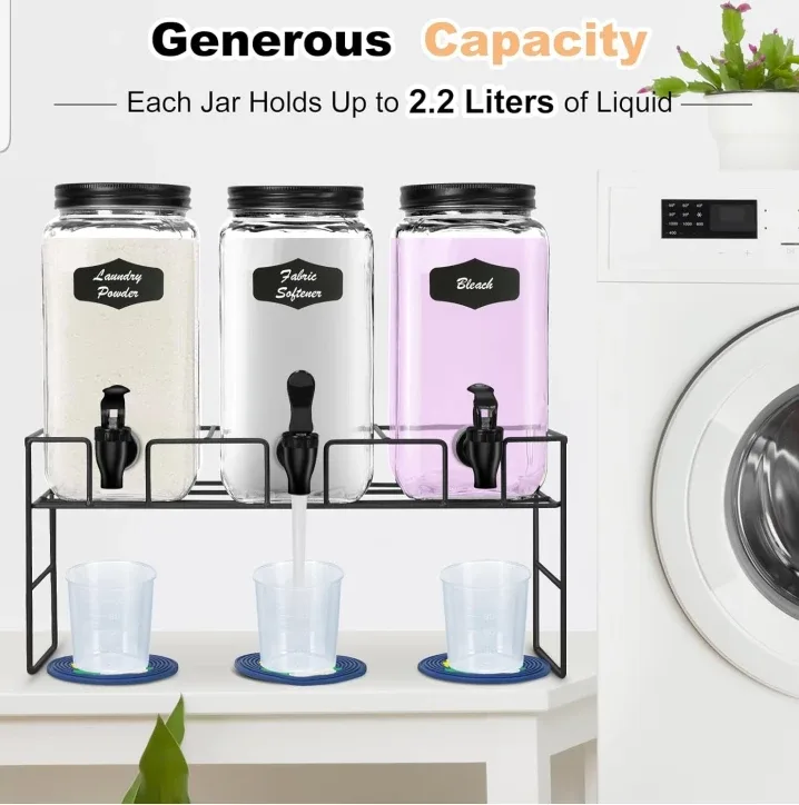 3 Pack Glass liquid Dispenser Set image indicator(2)