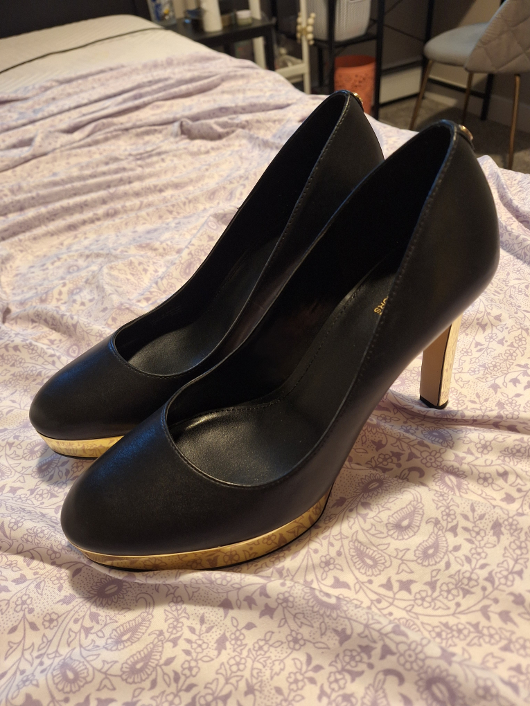 Brand New Michael Kors Black & Gold Platform Heels
