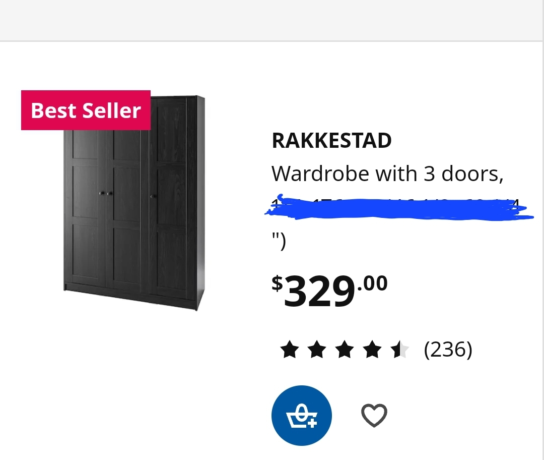 IKEA RAKKESTAD Wardrobe with 3 Doors | Karrot