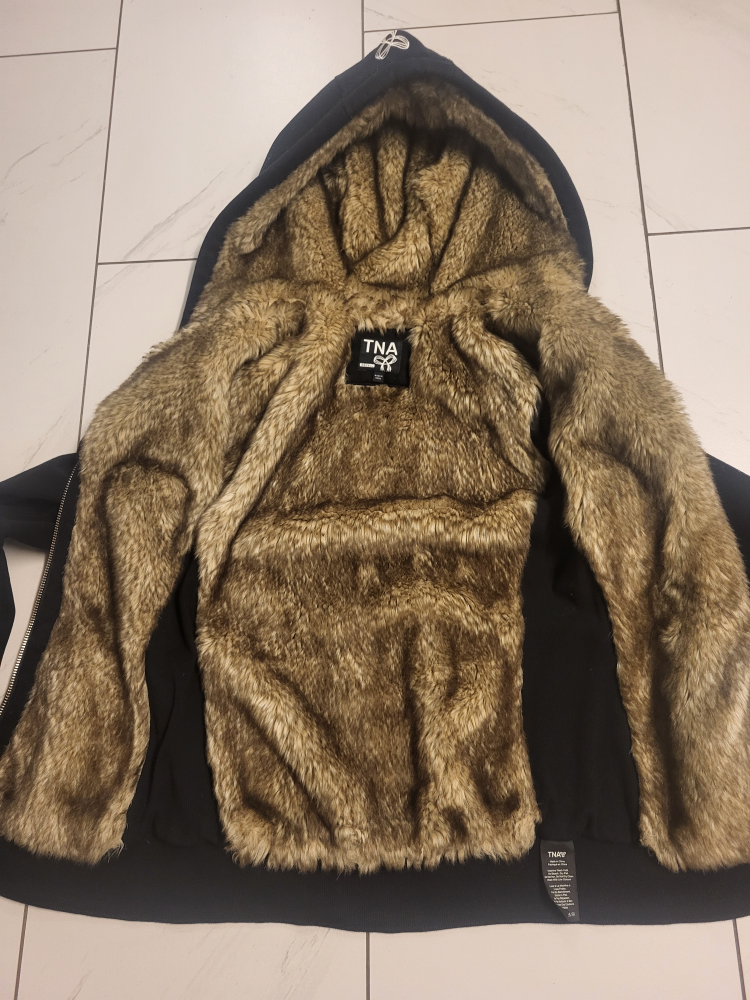 TNA  Black Faux Fur Lined Zip Up Hoodie - photo 2