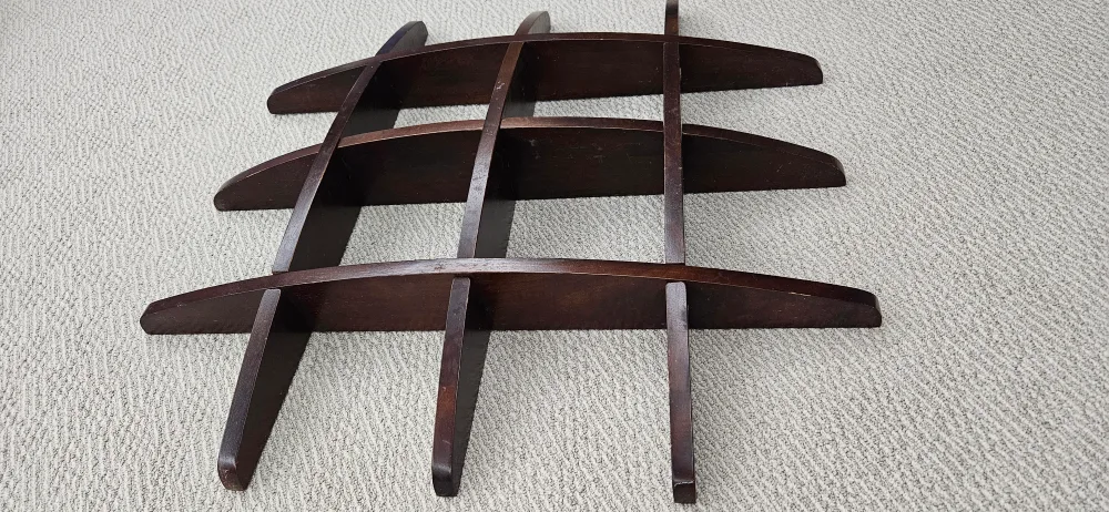 Wooden wall shelf, with curved shelves. image indicator(3)