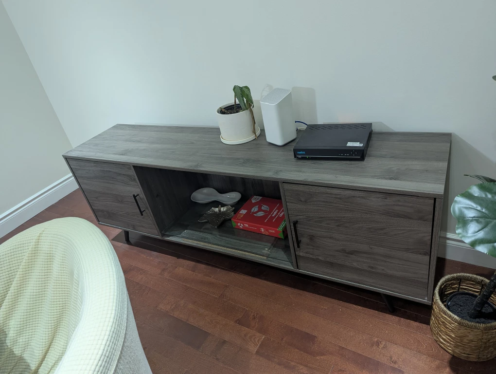 Grey TV Stand with Doors