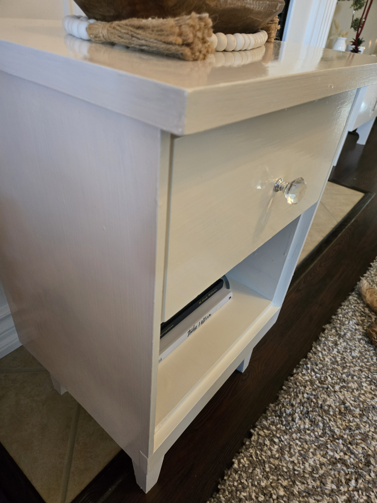 White Nightstand with Drawer and Shelf - photo 3