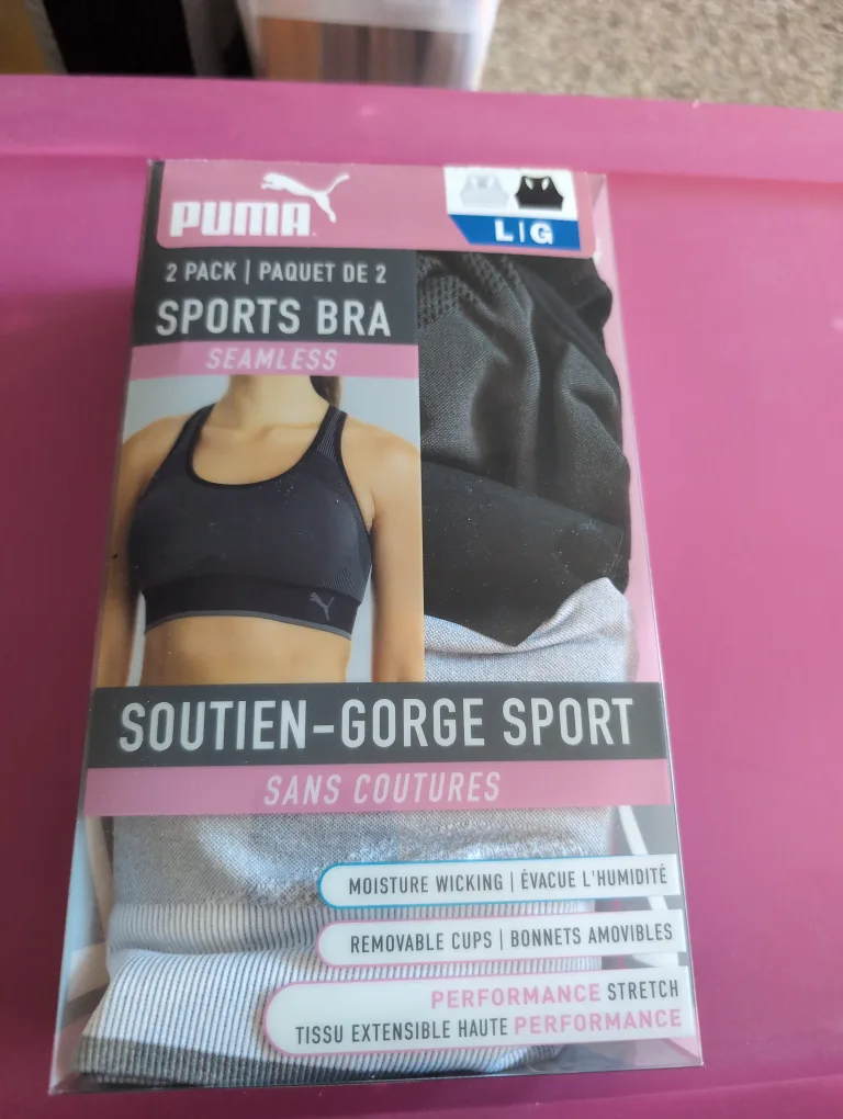 Puma 2 Pack Sports Bra Seamless Size L/G thumbnail