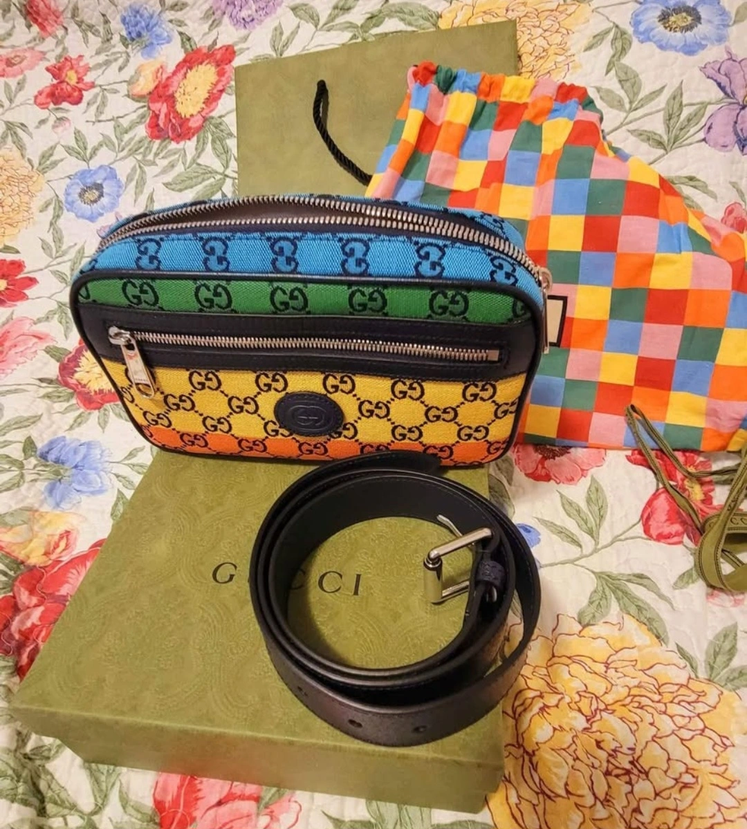 Gucci Rainbow GG Belt Bag Karrot