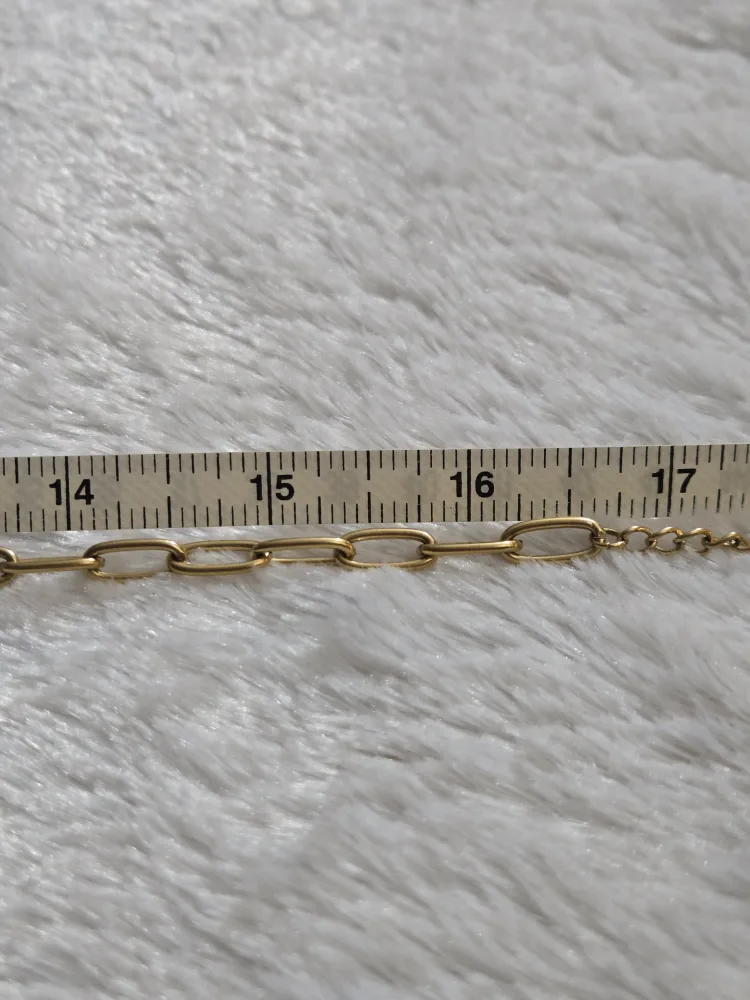 Stainless steel gold plated paperclip chain necklace image indicator(4)