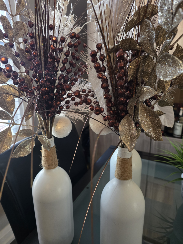 Set of 3 Gold and Brown Glitter Bottle Vases - photo 3