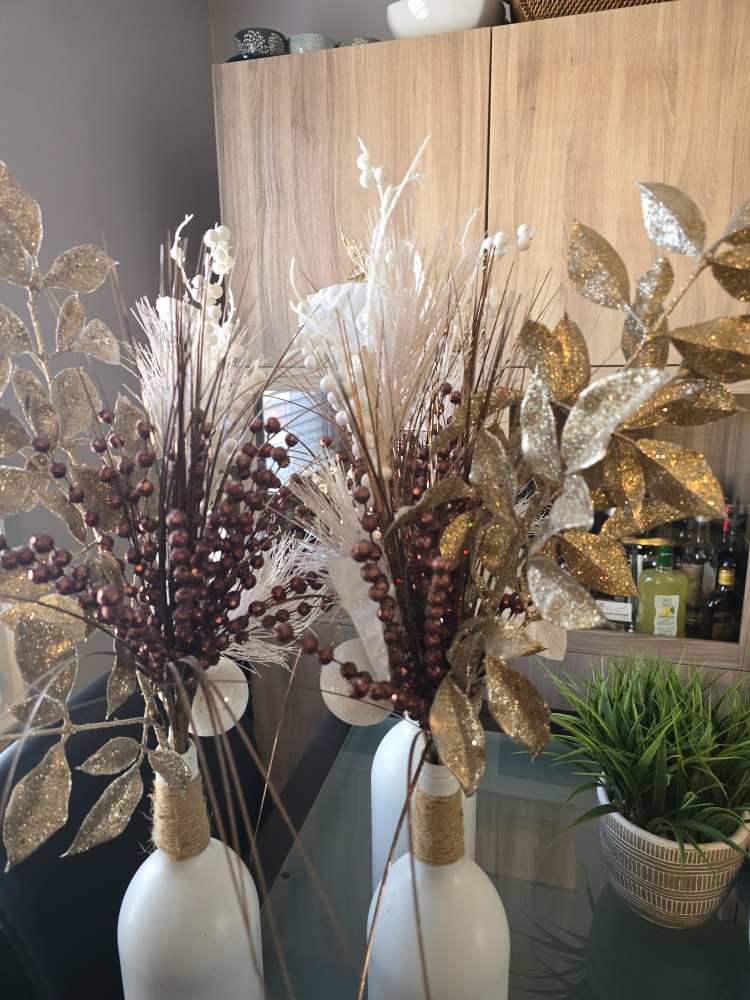Set of 3 Gold and Brown Glitter Bottle Vases - photo 5