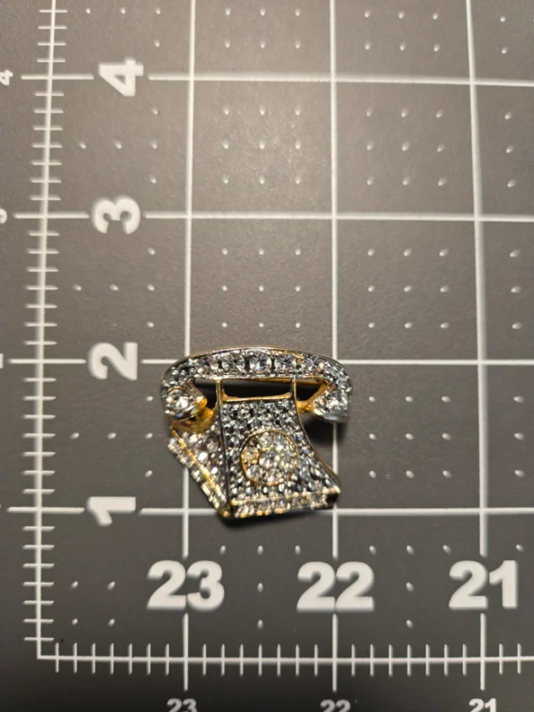 Gold color Telephone Brooch Pin image indicator(4)