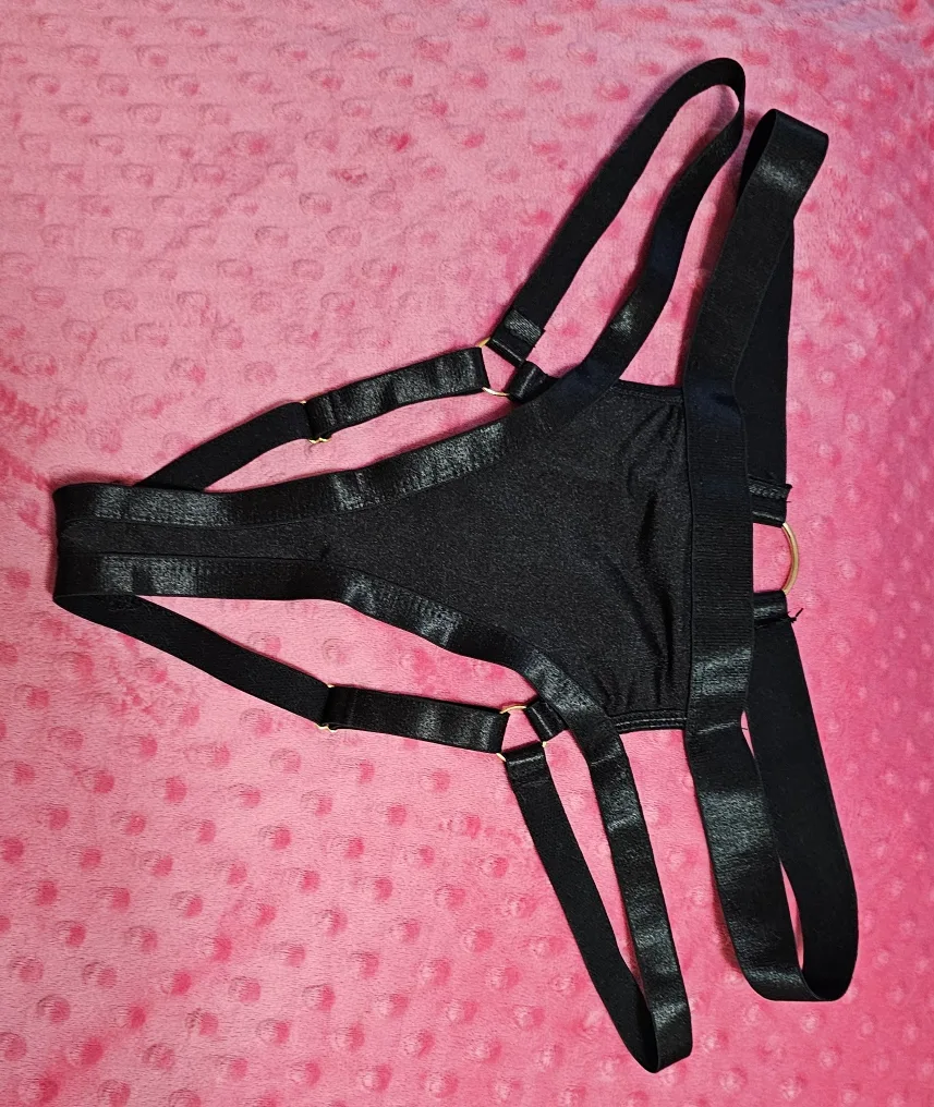 Black Strappy Lingerie with gold ring #ThriftyPicks thumbnail