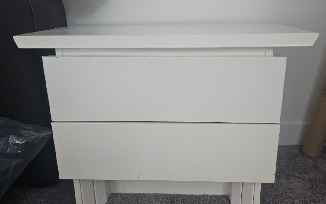 White Nightstand with Two Drawers