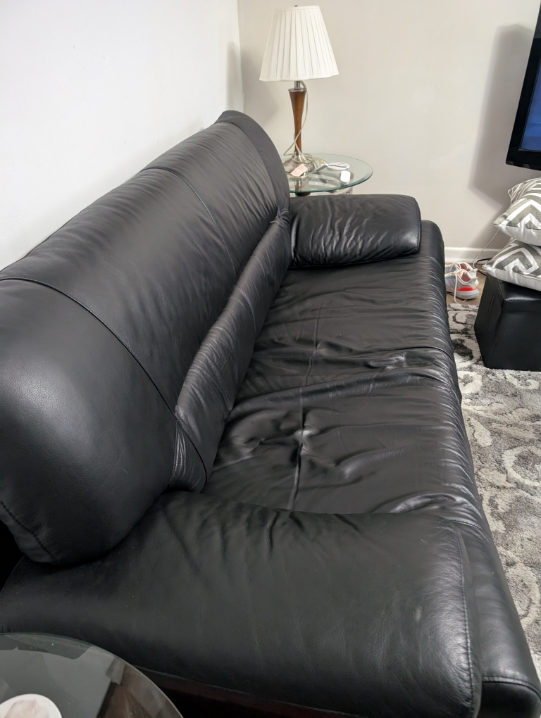 Black Leather Sofa - photo 2