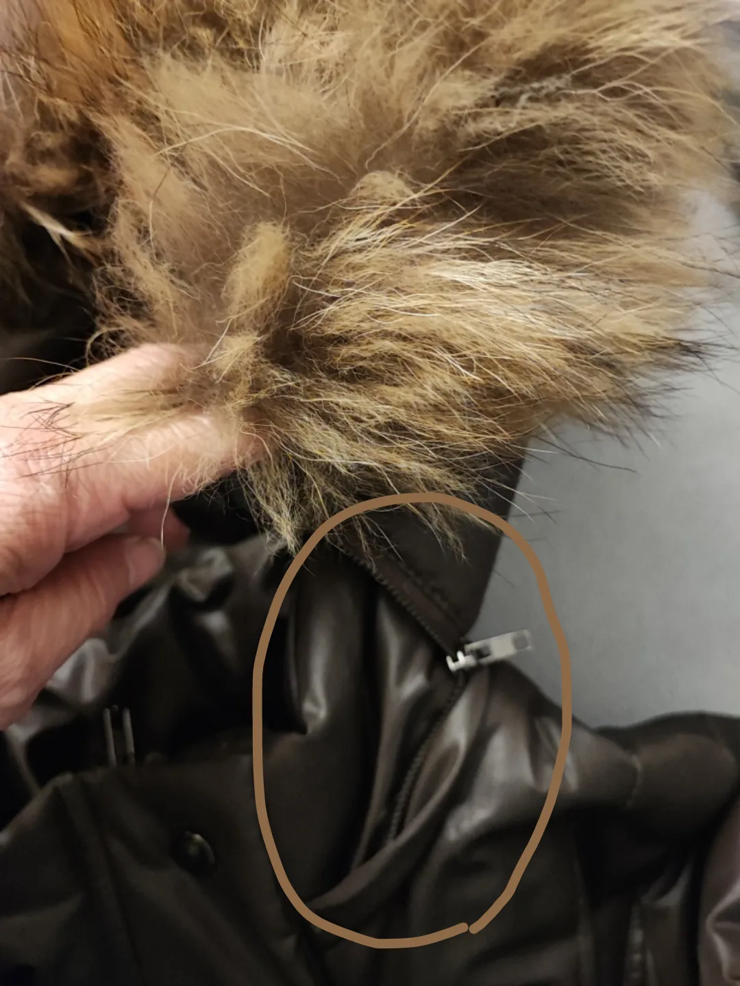 #ThriftyPICKS Brown Faux Fur Trimmed Winter Coat image indicator(4)