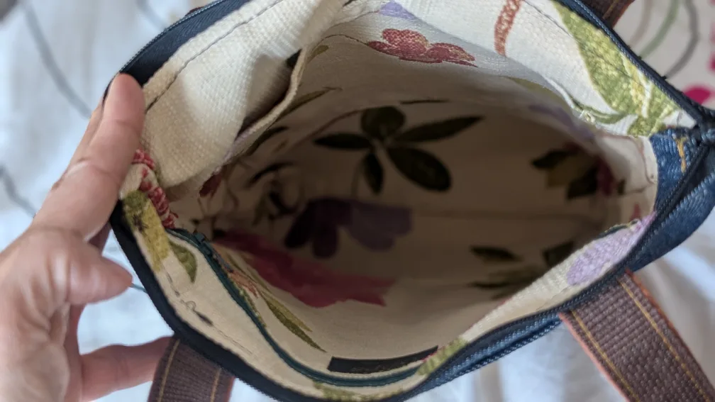 New One of a Kind Denim and Leather Bag image indicator(4)