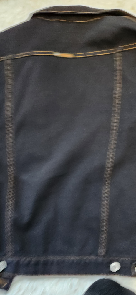 Brand New Black Denim Jacket with Orange Stitching - photo 3