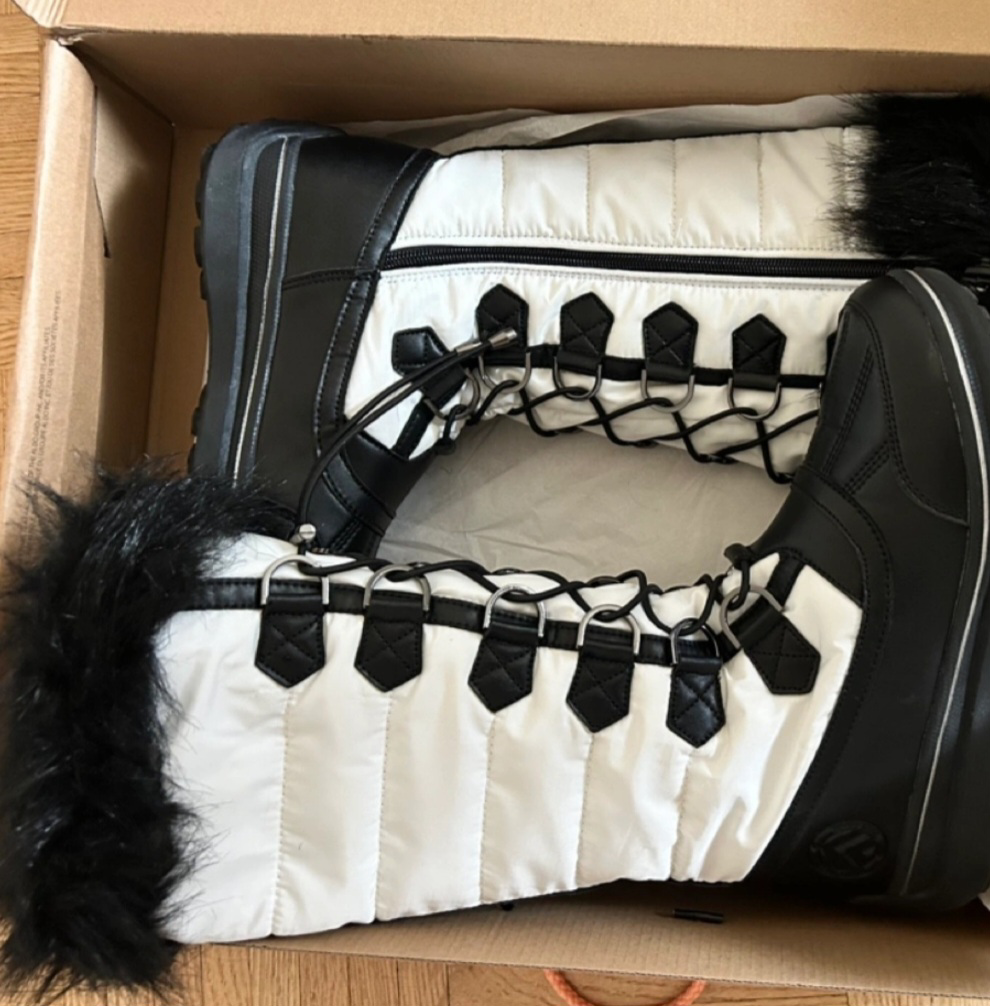 White and Black Winter Boots