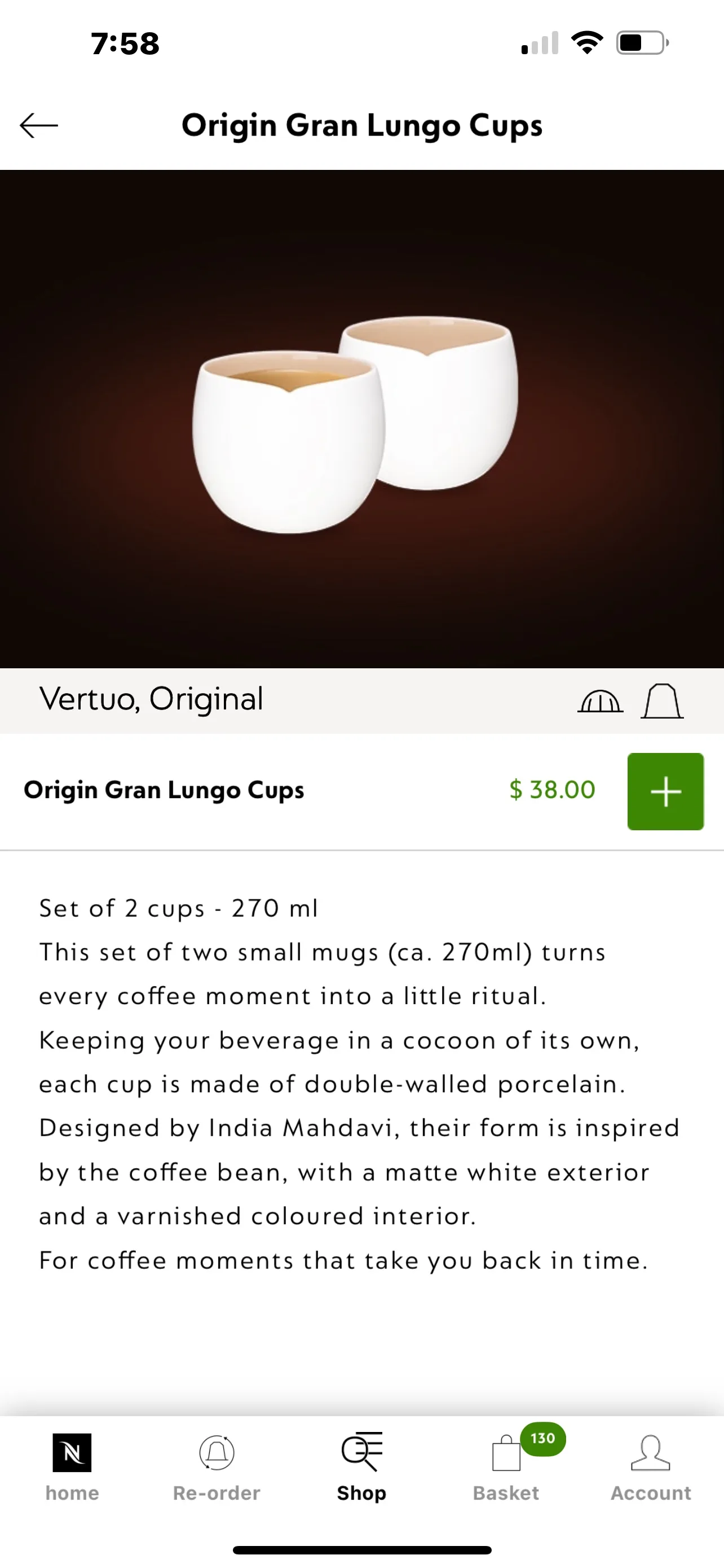 NEW NESPRESSO ORIGIN COLLECTION GRAN LUNGO CUPS image indicator(5)