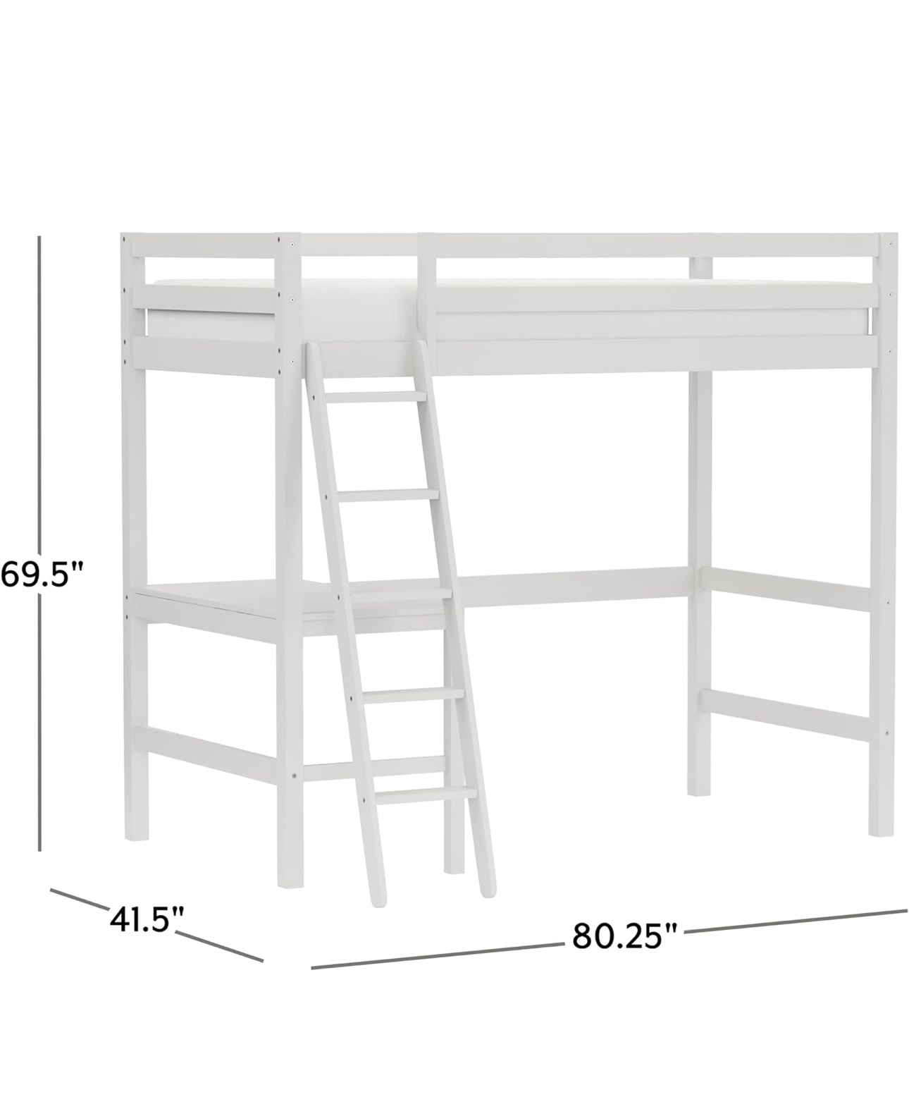 White Loft Bed with Desk + 6” twin spring mattress - photo 5