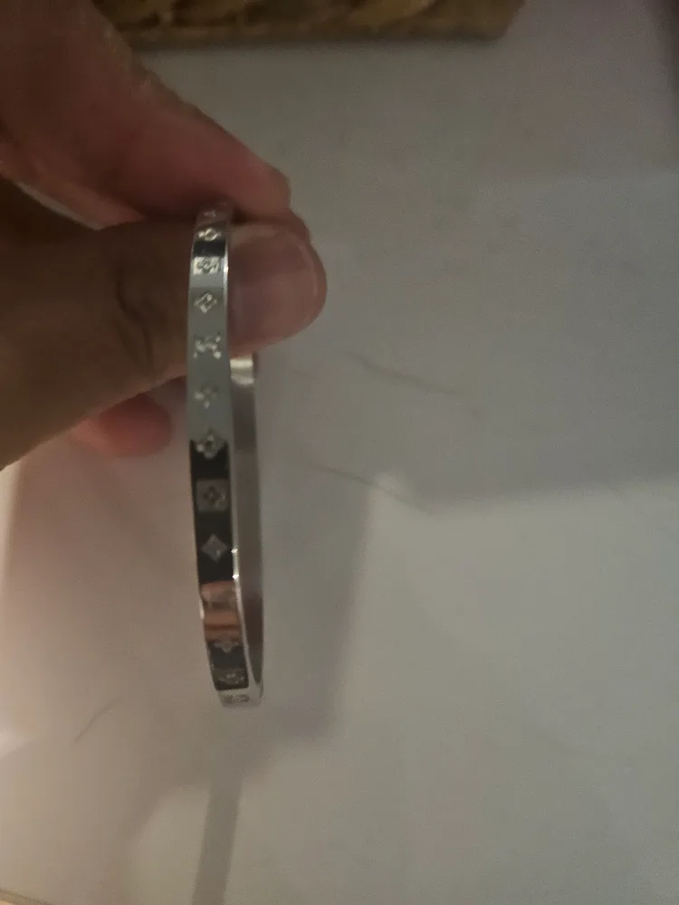 Silver Plated Bangle with LV Pattern image indicator(3)