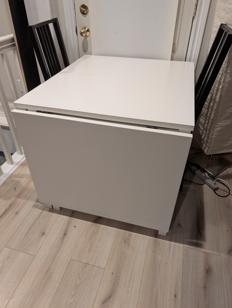 White Foldable Table with Storage - photo 3