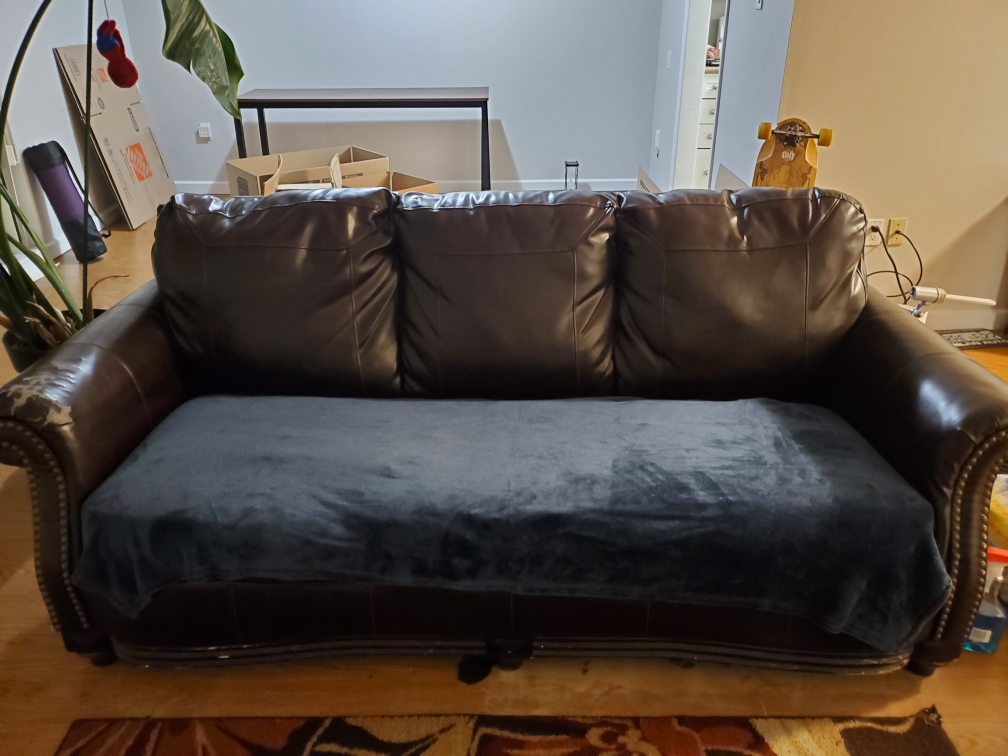 MOVING SALE - Brown Leather Sofa - photo 2