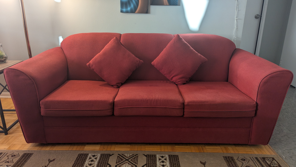 Red Loveseat and Sofa Set for sale