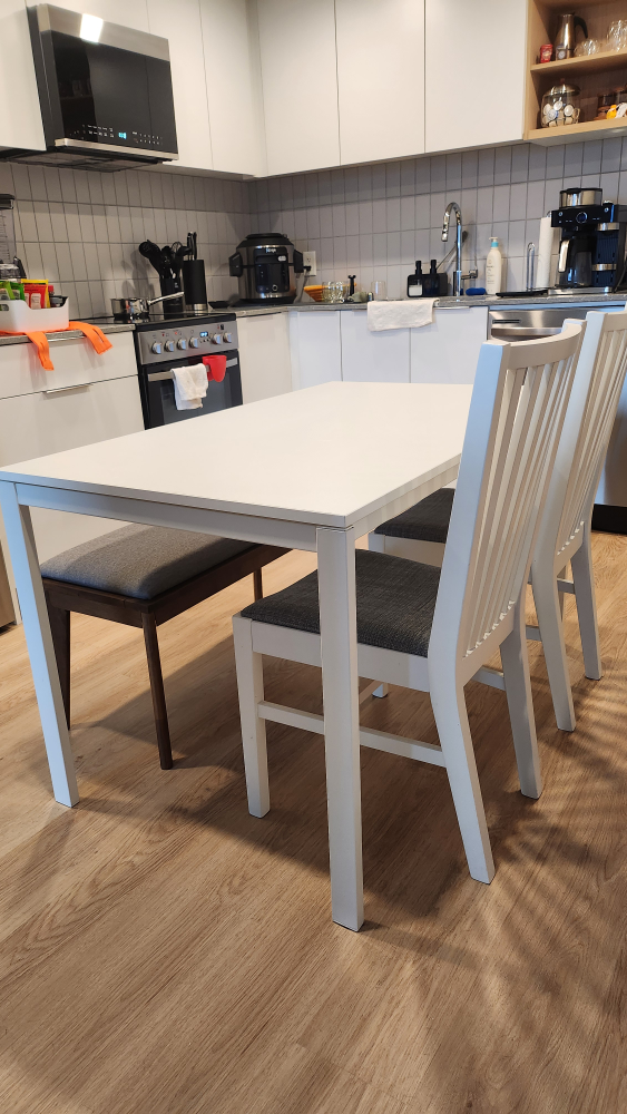 White Dining Table, Chairs, and bench - photo 2