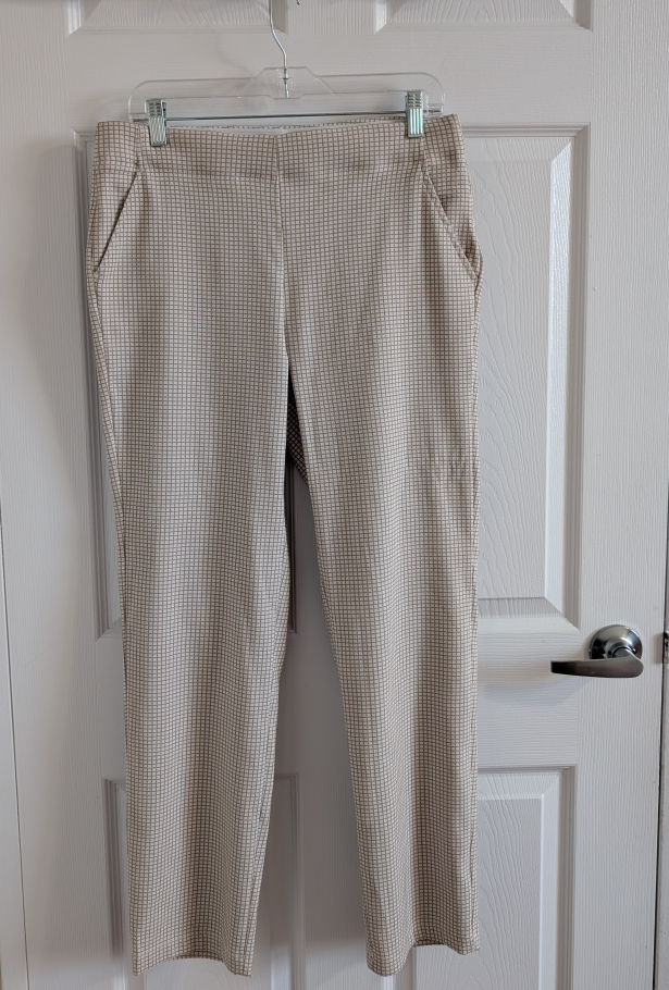 NWT Max Studio Grid Beige High Rise Checked Pant Size XL