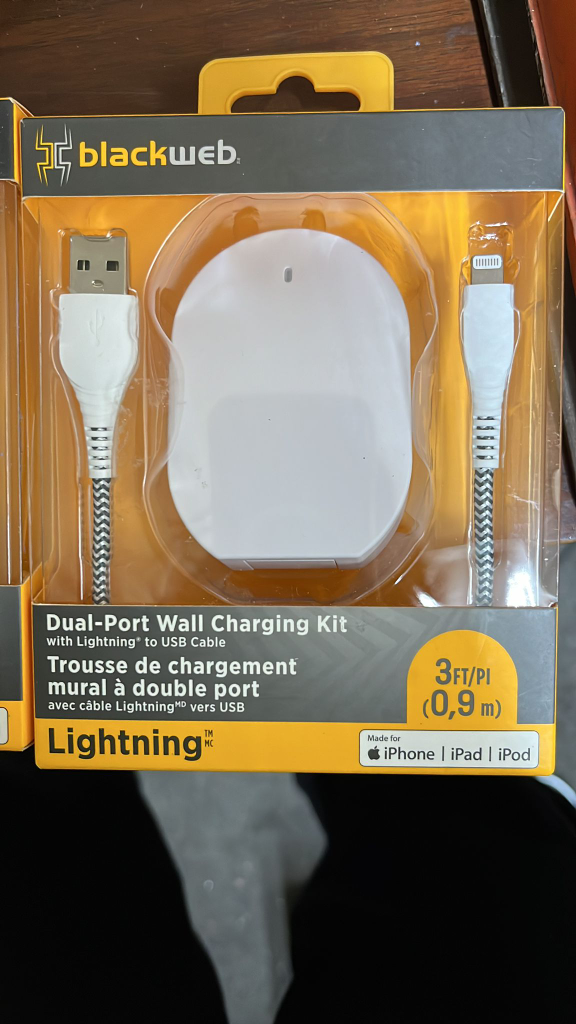 Blackweb Dual-Port Wall Charging Kit with Lightning Cable