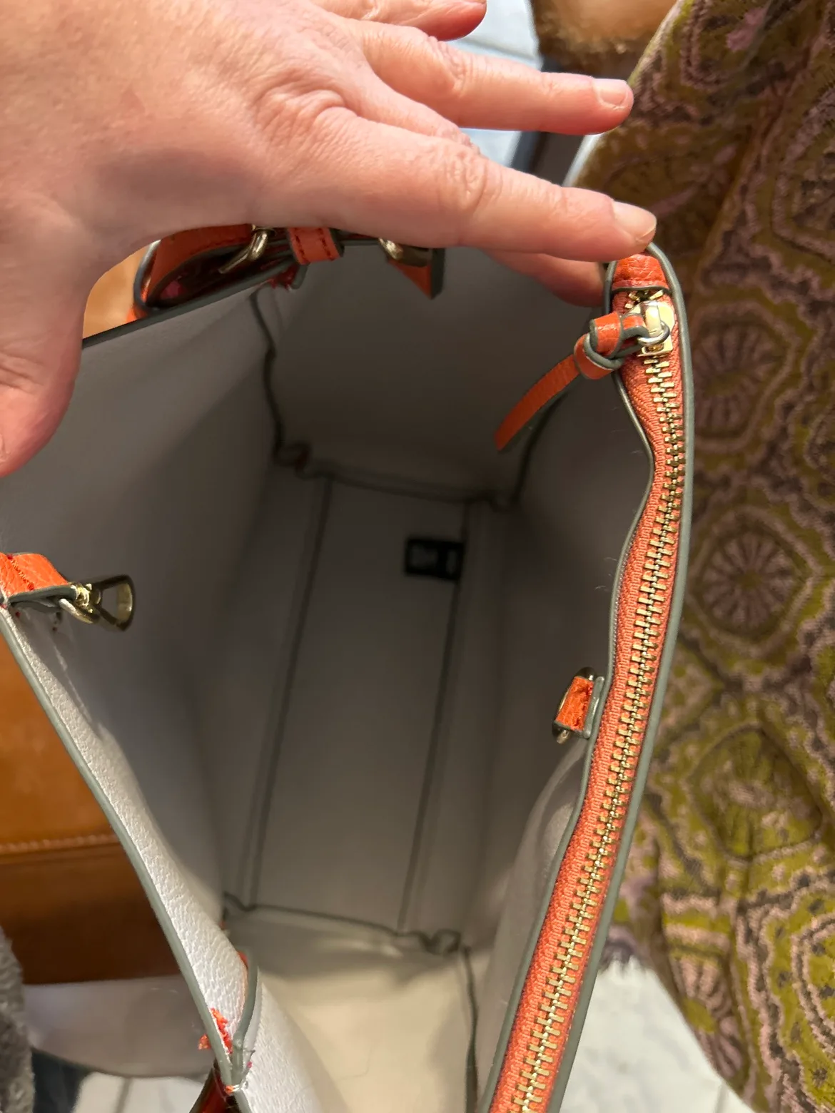 Orange satchel handbag by Indigo image indicator(3)