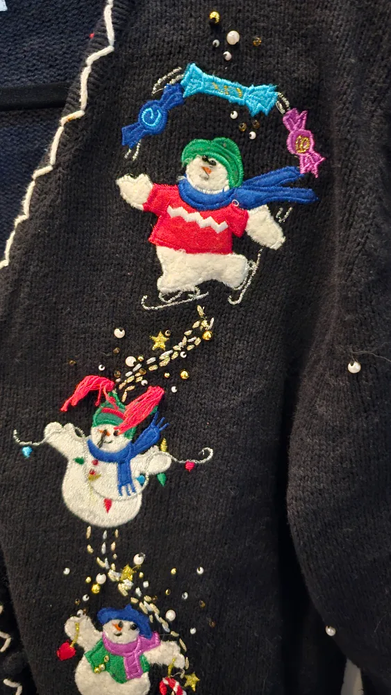 Vintage Black Christmas Snowman Sweater image indicator(3)
