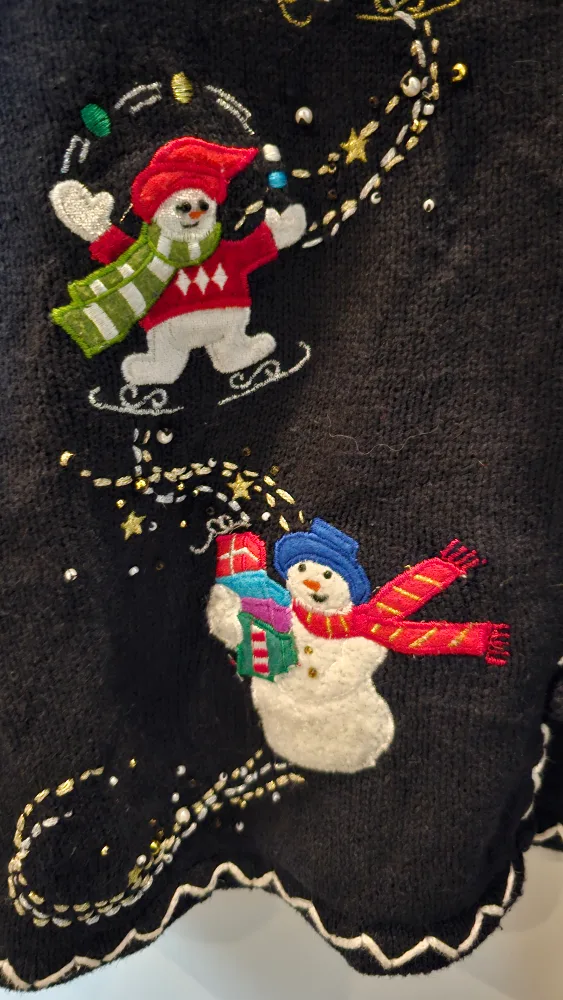 Vintage Black Christmas Snowman Sweater image indicator(6)
