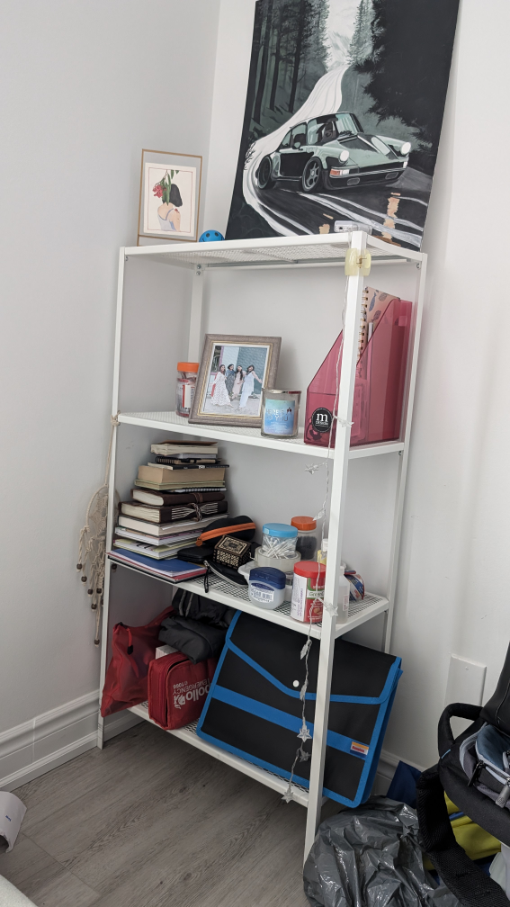 White Metal Shelving Unit