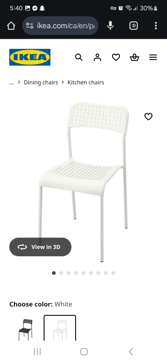 IKEA ADDE White Chair thumbnail