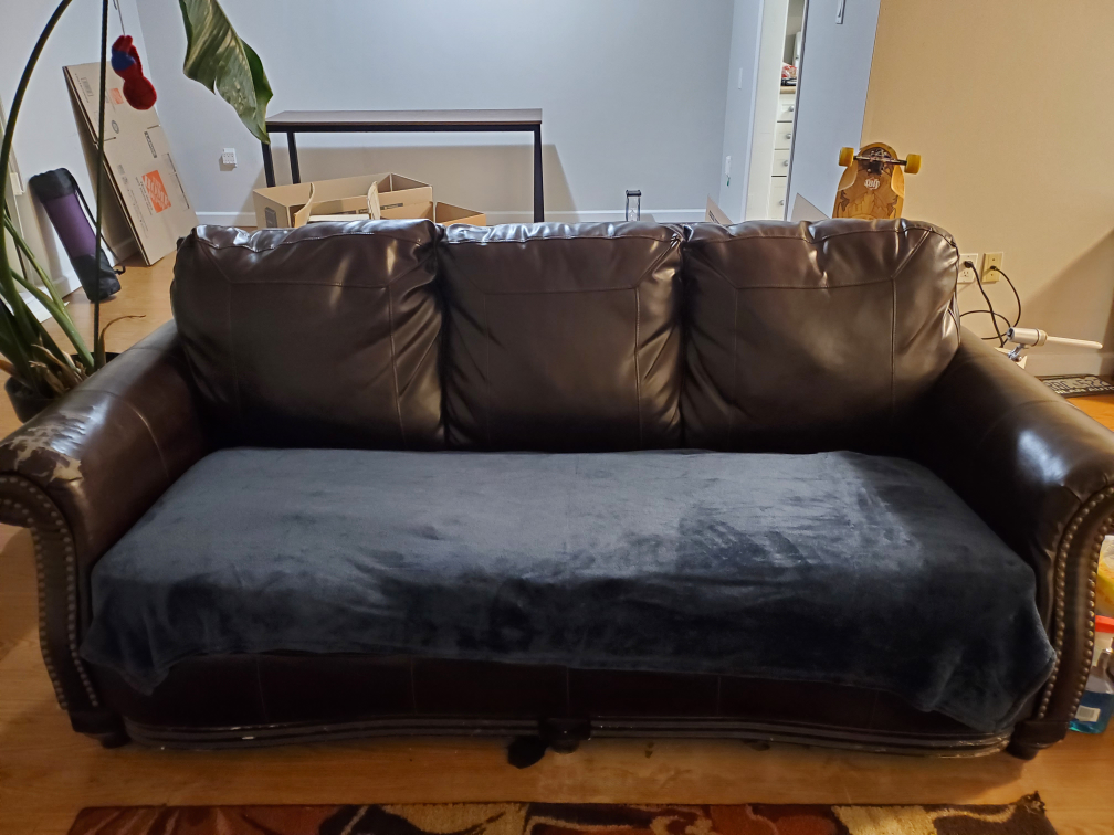 MOVING SALE - Brown Leather Sofa - photo 3