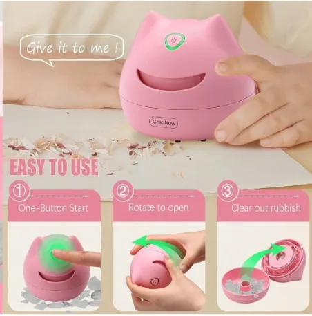ChicNow Pink Cat Desktop Vacuum Cleaner image indicator(7)