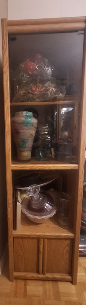 Wooden Display Cabinet with Glass Doors