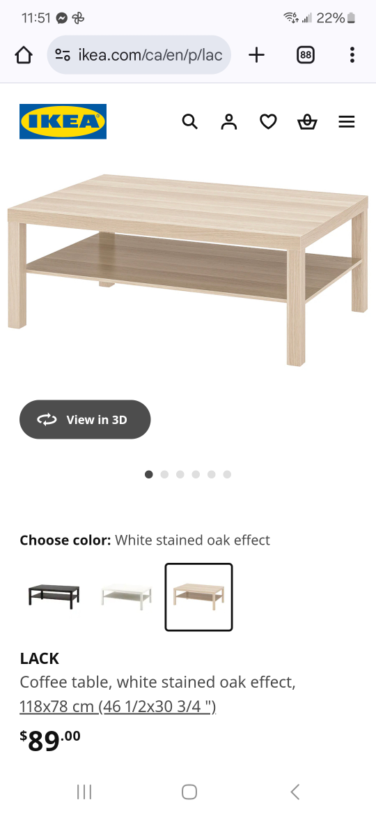 IKEA LACK Coffee Table - White Stained Oak - photo 3