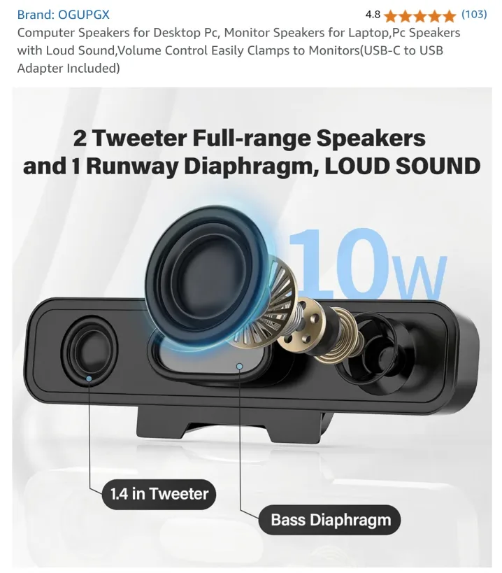 OGUPGX Computer Speakers for Desktop PC image indicator(5)